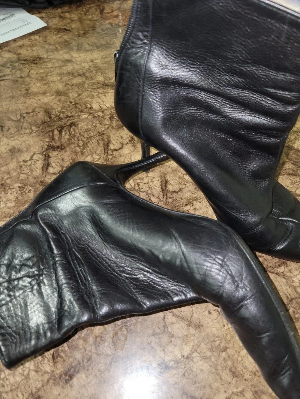 Manolo Blahnik Lambskin Leather Black Ankle Booties 36.5